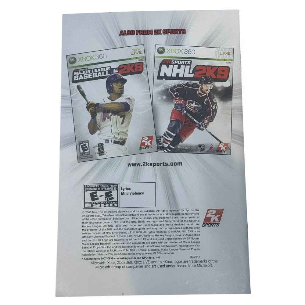 NBA 2K9 Xbox 360‎ Video Game Instruction Manual Kevin Garnett 2K Sports